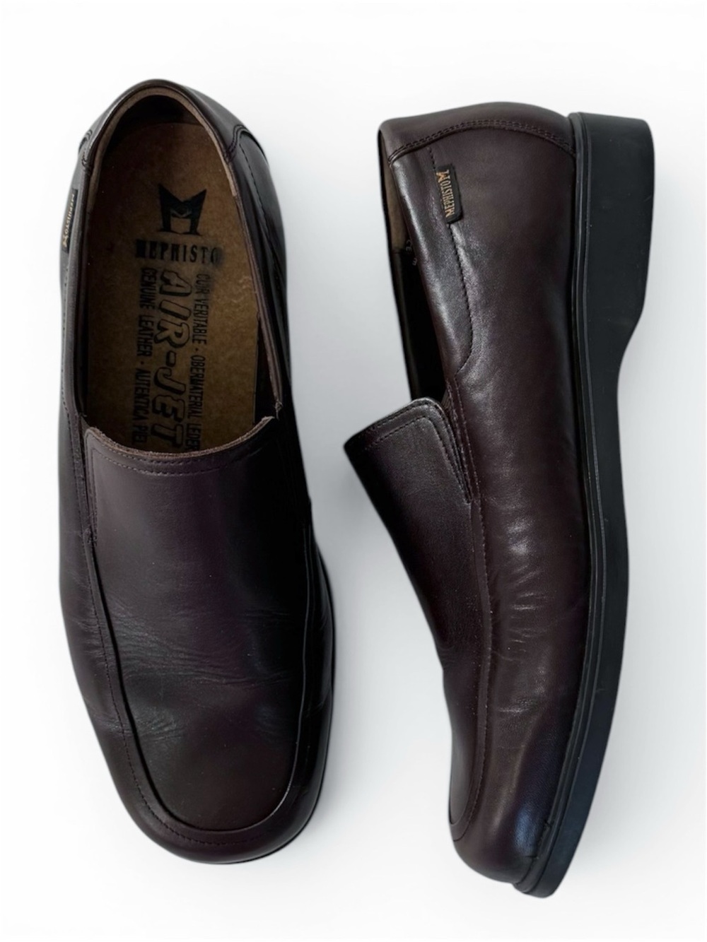Mephisto Brown Leather Slip On Loafers | US 11